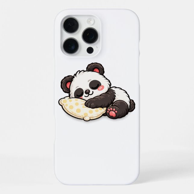 Coque iPhone Joli panda endormi avec un oreiller (Verso)