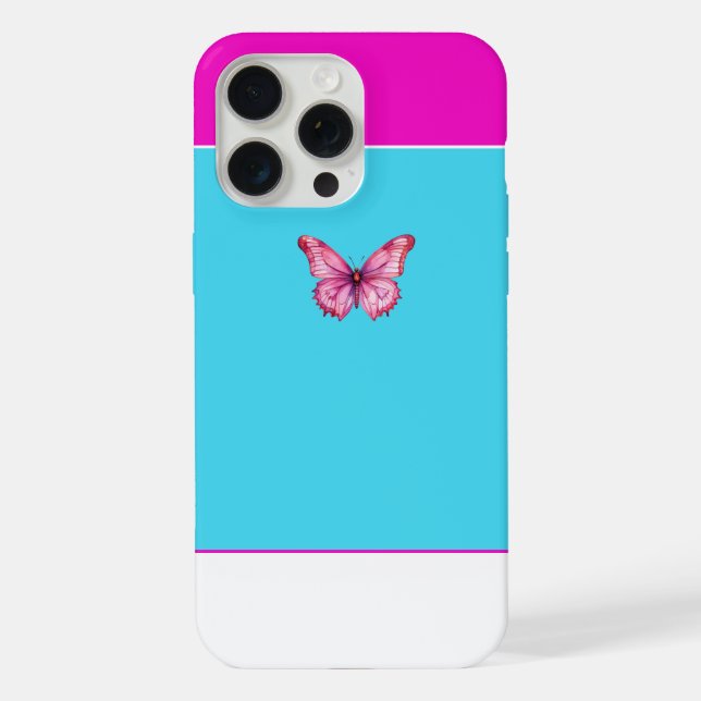 Coque iPhone Joli Papillon rose iPhone 15 Pro Max Aqua rose (Verso)