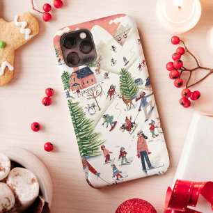 Etui iPhone 13 Joli paysage alpin rose et vert en avril