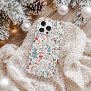 Coque iPhone 12 Joli Père Noël fantaisiste Motif d'arbre de Noël R