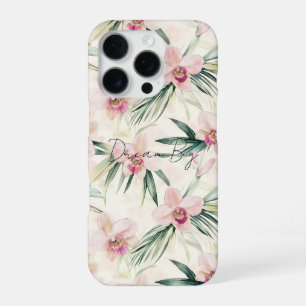 Coque iPhone 16 Pro Joli rose Fleurs d'orchidées tropicales