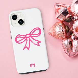 Coque Pour iPhone 14 Joli Ruban de Cottage Monogramme Nœud Papillon Sim