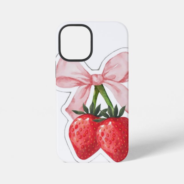 Coque iPhone Joli Ruban Rose Fraise Nœud Esthétique Spirale  (Verso)