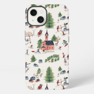 Etui iPhone 13 Joli tablier de paysage alpin rose et vert Avr