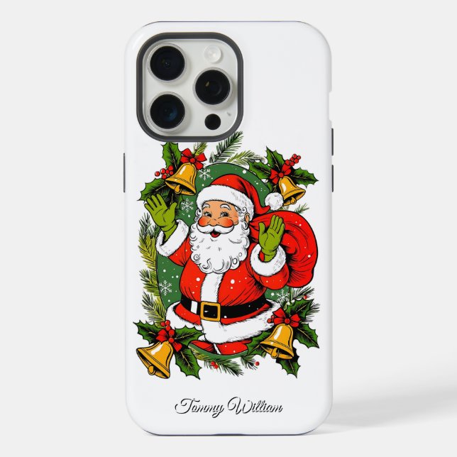 Coque iPhone Joli Vintage traditionnel Élégant Joyeux Noël (Verso)