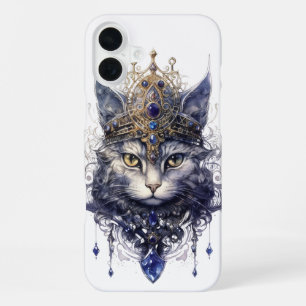 COQUE iPhone 16 PLUS JOLI VISAGE DE CHAT ROYAL DE HALLOWEEN SORCIER