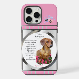 Coque iPhone 15 Pro Max Jolie art de chien teckel rose moderne