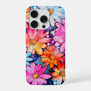 Coque iPhone 15 Pro Jolie Art de Fleur Vintage Coloré