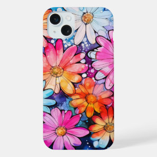 Coque iPhone 15 Plus Jolie Art de Fleur Vintage Coloré