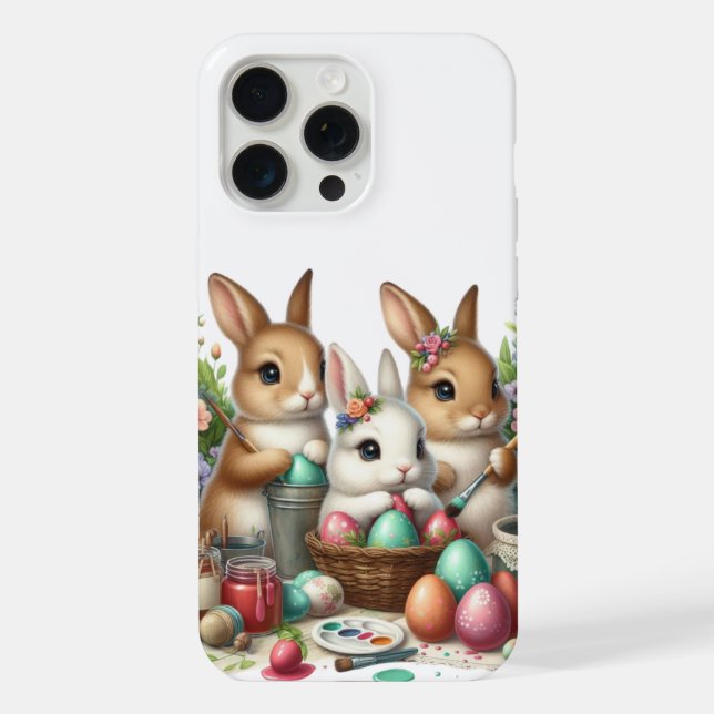 Coque iPhone Jolie fête de peinture de Pâques Bunny/Printemps (Verso)