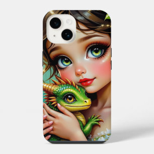 Coque Pour iPhone 14 Jolie fille aux thèmes de fée et de dragon