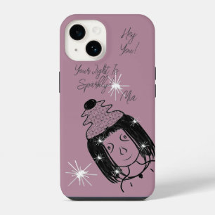 Coque Pour iPhone 14 Jolie fille de dessin animé punk scintillante lumi
