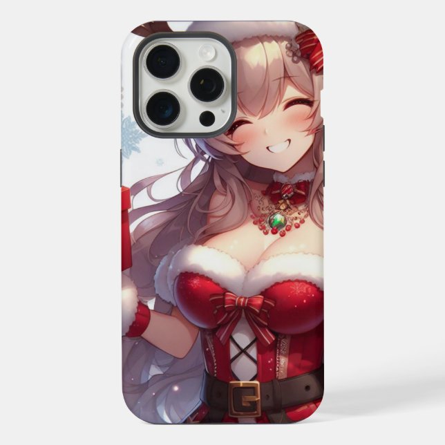 Coque iPhone Jolie fille de Noël d'anime (Verso)