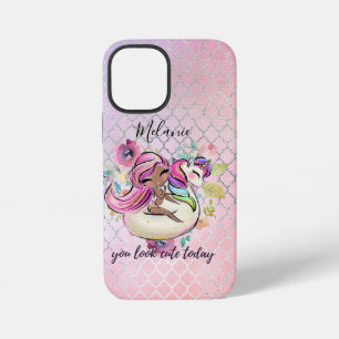 Coque iPhone 12 Mini Jolie Fille TU ES MIGNONNE AUJOURD'HUI Licorne Ros