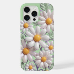 Coque iPhone 15 Pro Max Jolie fleur de marguerite 3D en clip art - Blanc p