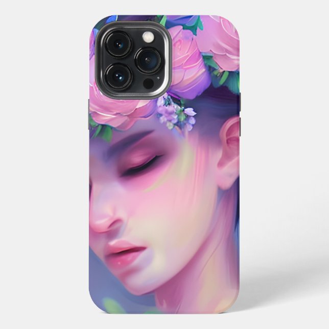 Coque iPhone Jolie Fleurs Maiden dans l'art Ethérée des cheveux (Verso)