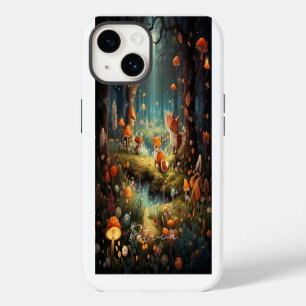 Coque Pour iPhone 14 Jolie Forêt de Dessin Animé Fée Queue Renard Champ