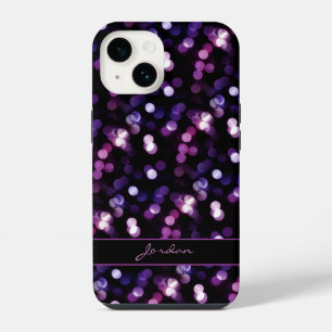 Coque Pour iPhone 14 Jolie lumière violette avec nom