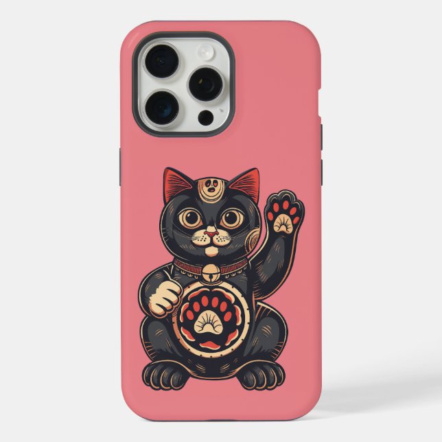 Coque iPhone jolie Maneki Neko imprimé chat japonais (Verso)