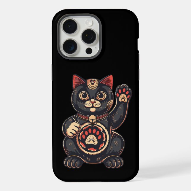 Coque iPhone jolie Maneki Neko imprimé chat japonais (Verso)