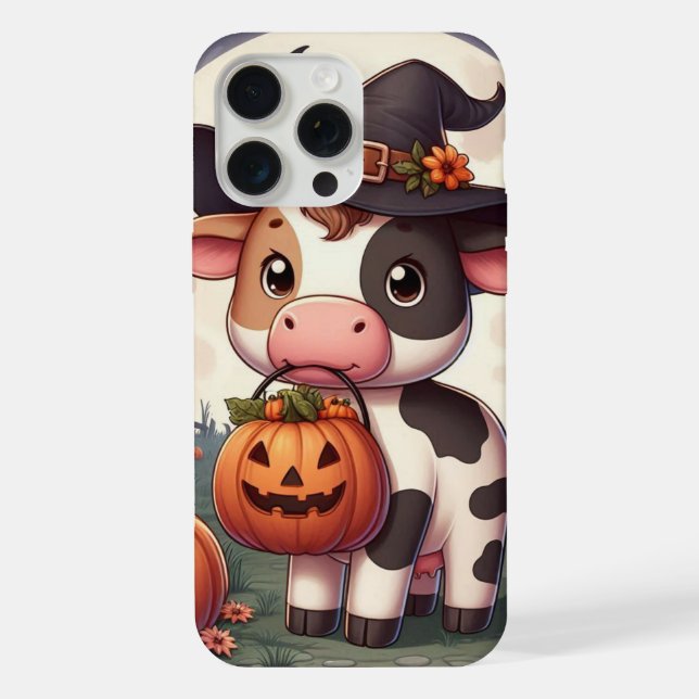 Coque iPhone Jolie vache sorcière d'Halloween (Verso)