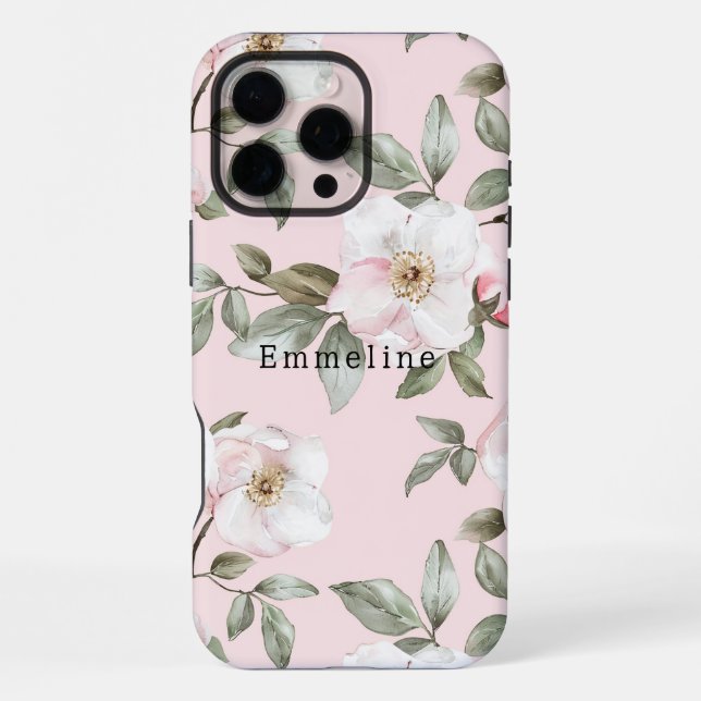 Coque iPhone Jolies Fleurs Blanches Roses   (Verso)
