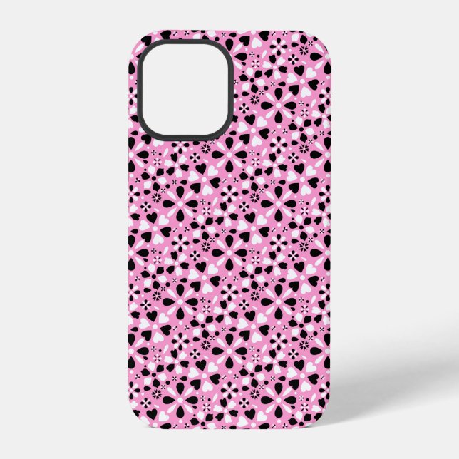 Coque iPhone Jolies fleurs noires blanches (Verso)