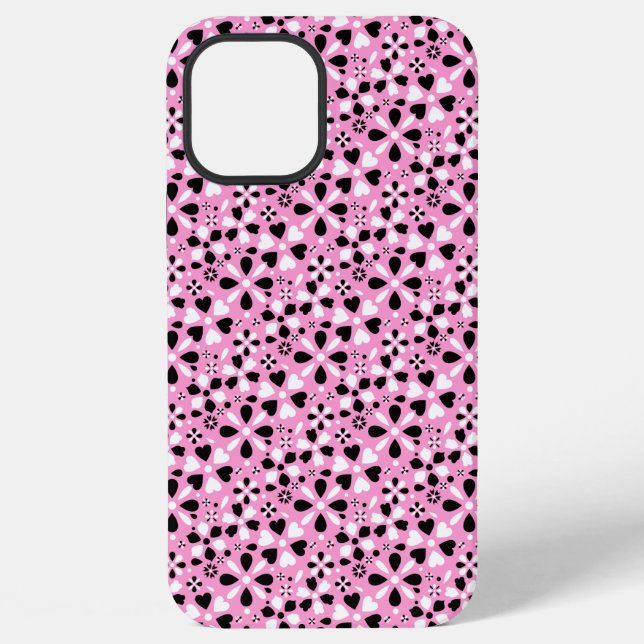 Coque iPhone Jolies fleurs noires blanches (Verso)