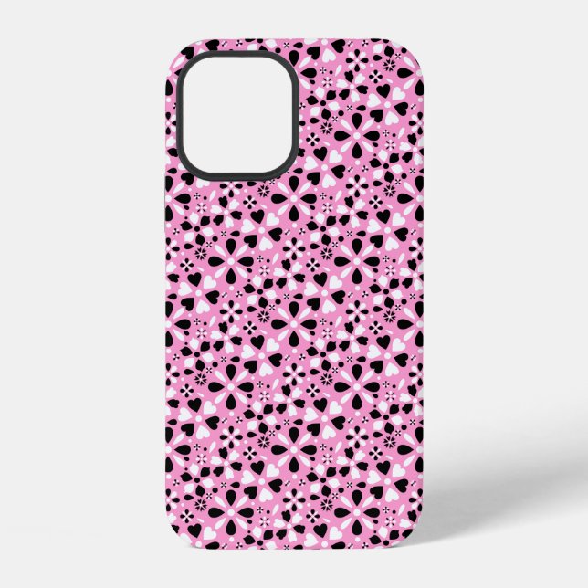 Coque iPhone Jolies fleurs noires et blanches (Verso)