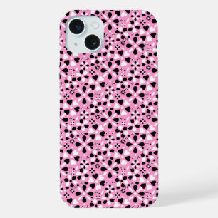 Coque iPhone 15 Plus Jolies fleurs noires et blanches