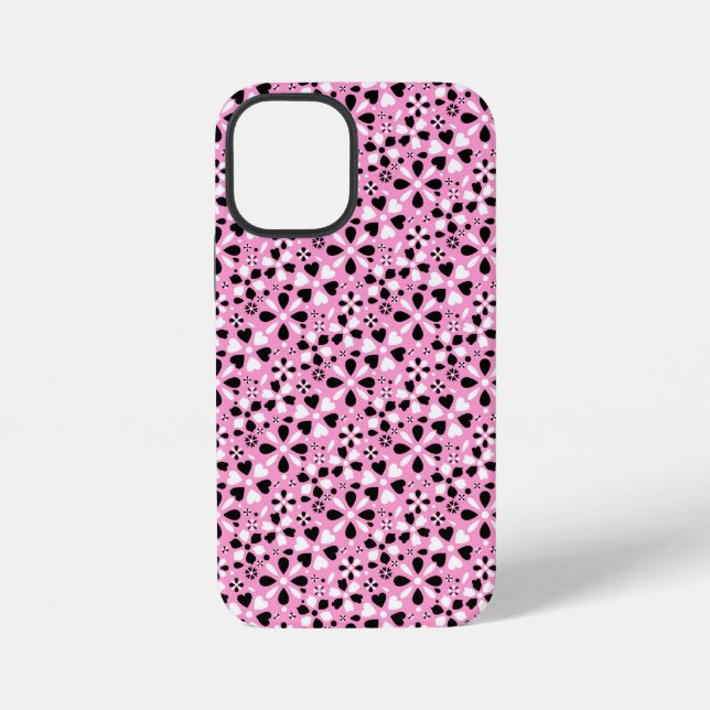 Coque iPhone Jolies fleurs noires et blanches (Verso)