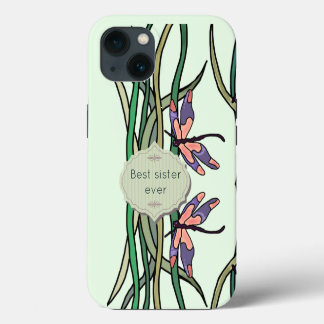 Etui iPhone 13 Jolies Libellules Roses Bleues Feuilles Vertes Sœu