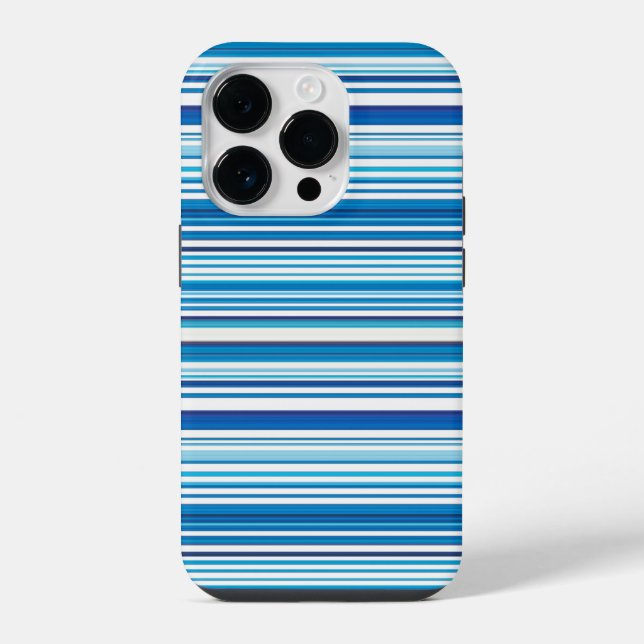 Coque iPhone Jolies rayures bleues blanches (Verso)