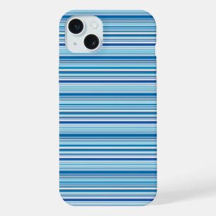 Coque iPhone 15 Plus Jolies rayures bleues blanches