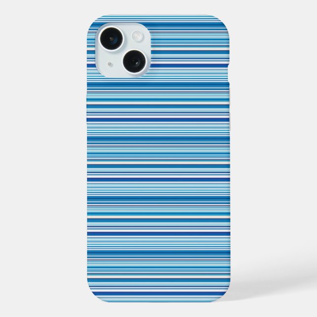 Coque iPhone Jolies rayures bleues blanches (Verso)