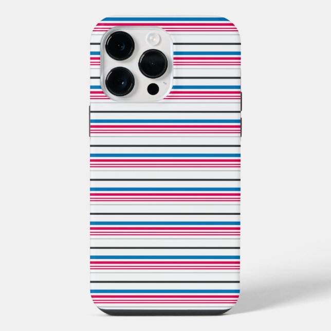 Coque iPhone Jolies rayures bleues blanches (Verso)