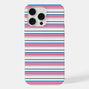 Coque iPhone 15 Pro Max Jolies rayures bleues blanches