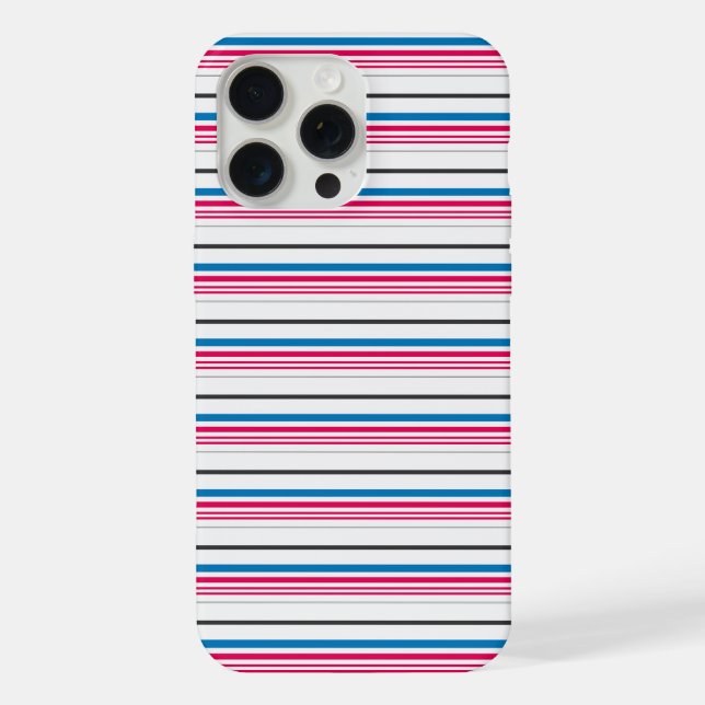 Coque iPhone Jolies rayures bleues blanches (Verso)