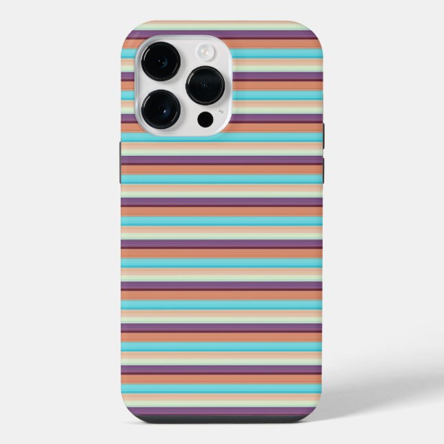 Coque iPhone Jolies rayures bleues marron  (Verso)