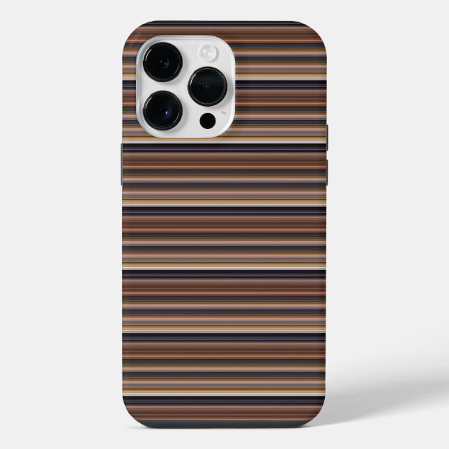 Coque iPhone Jolies rayures bleues marron (Verso)