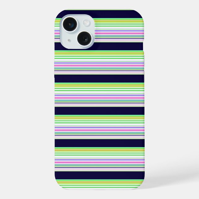 Coque iPhone Jolies rayures colorées bleues (Verso)