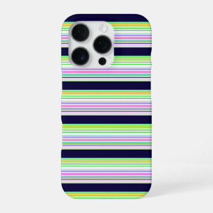 Coque iPhone 16 Pro Jolies rayures colorées bleues
