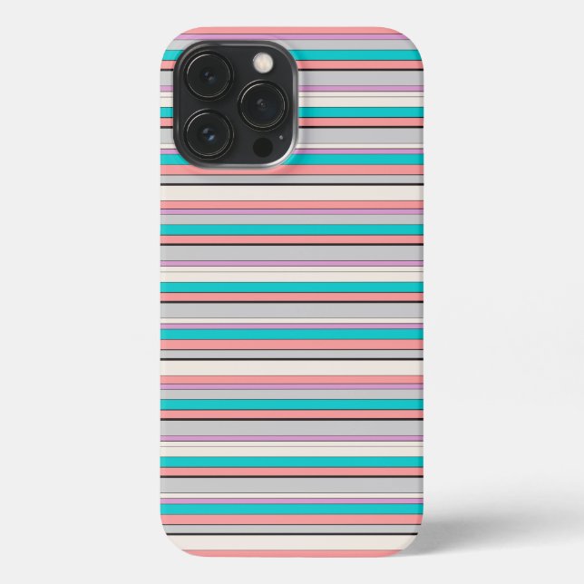 Coque iPhone Jolies rayures grises aqua (Verso)