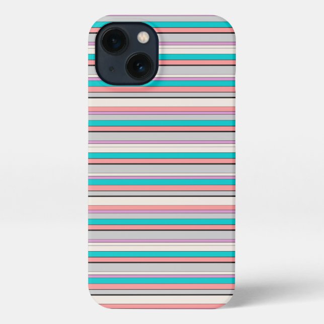 Coque iPhone Jolies rayures grises aqua (Verso)