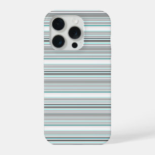 Coque iPhone 15 Pro Jolies rayures grises aqua