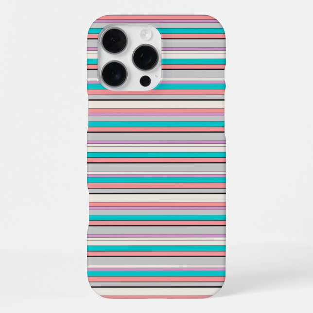 Coque iPhone Jolies rayures grises aqua (Verso)
