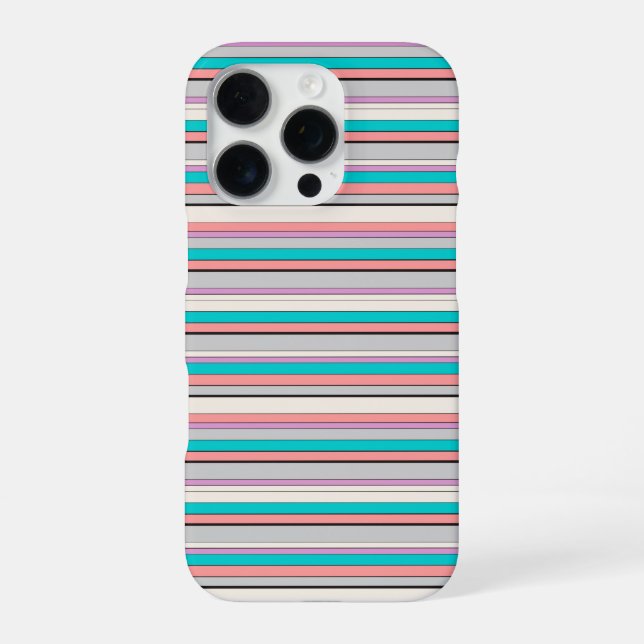 Coque iPhone Jolies rayures grises aqua (Verso)