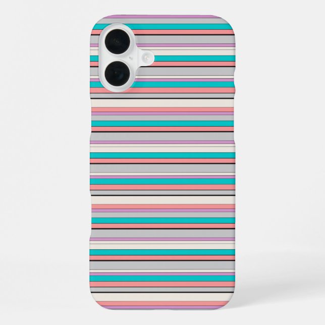 Coque iPhone Jolies rayures grises aqua (Verso)