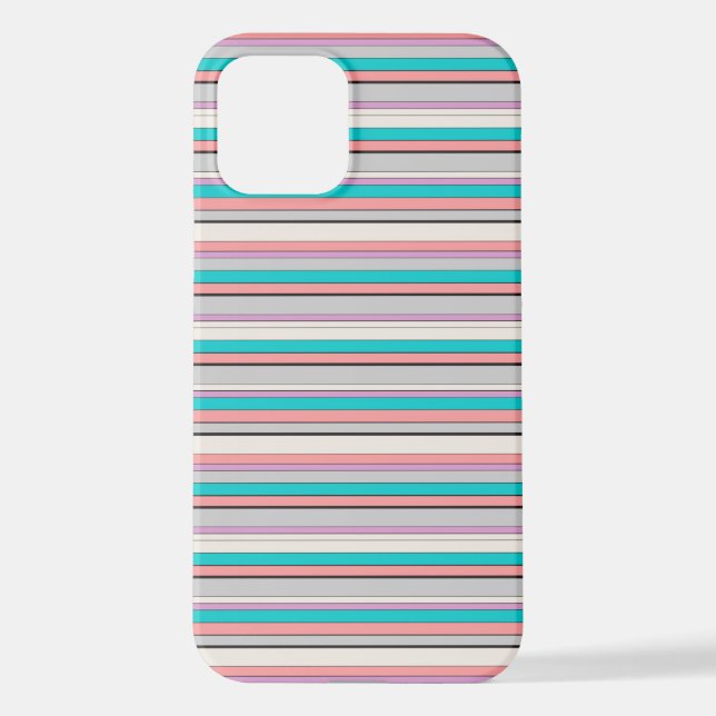 Coque iPhone Jolies rayures grises aqua (Verso)