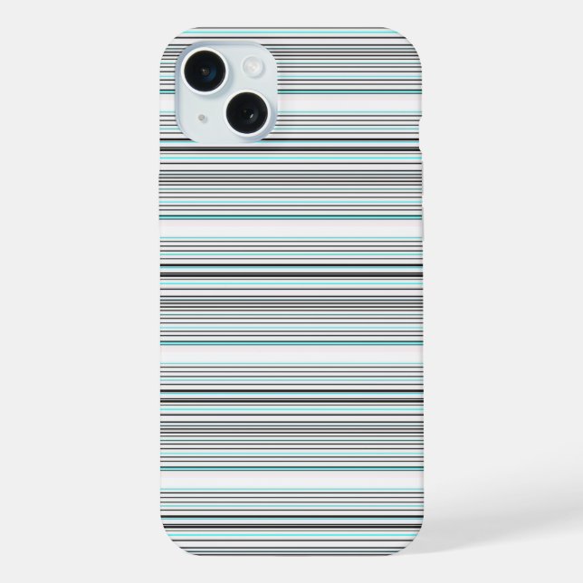 Coque iPhone Jolies rayures grises aqua (Verso)